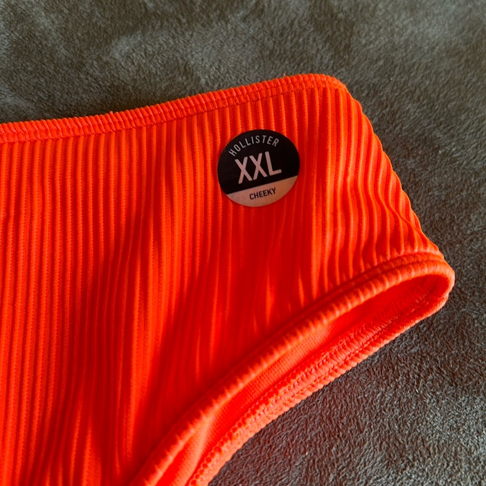 Hollister *NWOT* Women’s Neon Orange Ribbed Bikini Bottoms - Picture 2 of 15